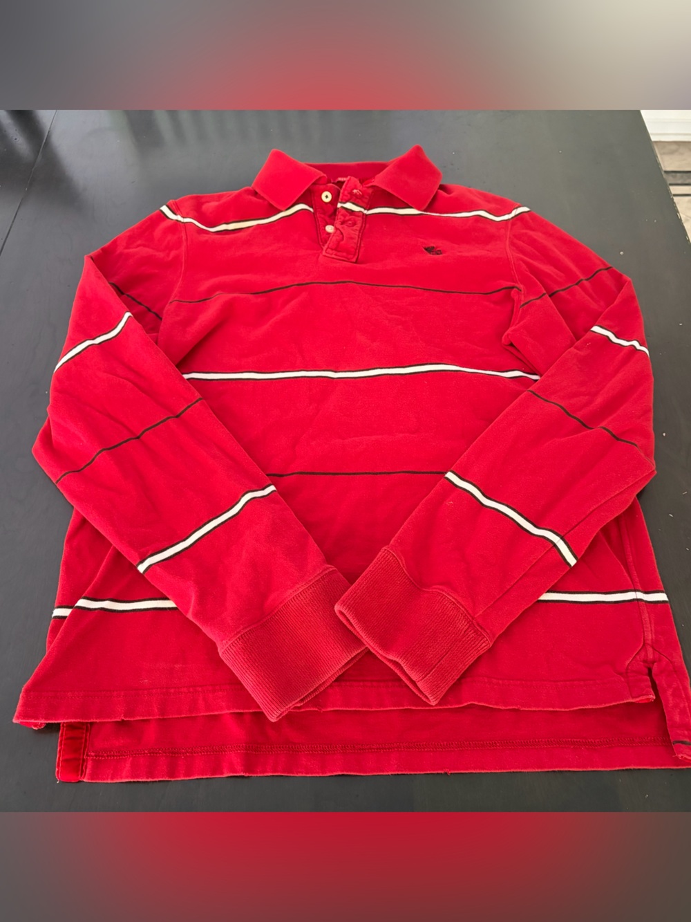 Y2K Abercrombie & Fitch Red Long-Sleeve Muscle Rugby Men’s XL
